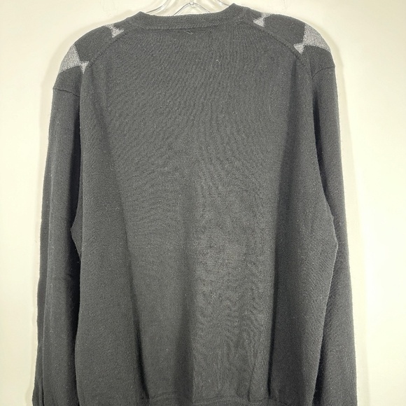Davis & Squire Men's Size XXL Extra Fine Merino Wool Black Argyle Sweater - Picture 7 of 10